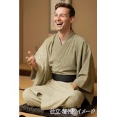 Washable Kimono Men's Kimono Manji（thin stripe） red gray 44cm Width No.5