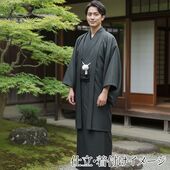 washable tsumugi (pongee) kimono fablic for roll or tailoring black (color No.10)