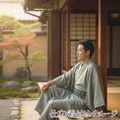 washable stumugi (pongee) kimono fablic for roll or tailoring blue gray (color No.3)