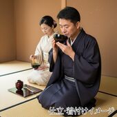Pure silk men's kimono Tsumugi woven in Ojiya Navy blue color