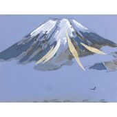 Washable men's haori lining No.1 Fujimichaya(Japanese-style café with a good view of Mt. Fuji) blue gray