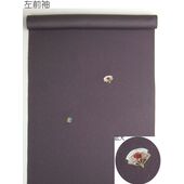 洗える着物 付下げ 刺繍 葡萄色地にかぶき 光触媒消臭 左前袖