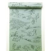 男長襦袢 『伊達小紋』 鳥獣戯画 緑40ｃｍ×13.5ｍ