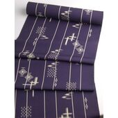 Silk Tango Tsumugi Kimono, plain purple with swallows