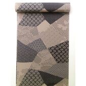 男長襦袢 『伊達小紋』 裂取り文 茶色40ｃｍ×13.5ｍ