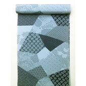 男長襦袢 『伊達小紋』 裂取り紋 青グレー40ｃｍ×13.5ｍ