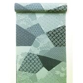 男長襦袢『伊達小紋』裂取り文 緑40ｃｍ×13.5ｍ