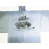 Kimono underwear hand printed ⑪ Dragon desin blue gray