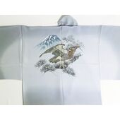 Kimono underwear hand printed hawk and pine fruits desin gray