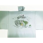 Kimono underwear hand printed ⑪ Dragon desin blue green