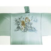 Kimono underwear Hand-printed yuzen men's lintel “Hakusan” (6) Tiger green