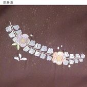 洗える着物 付下げ 刺繍 葡萄色地辻が花 光触媒消臭　前身頃