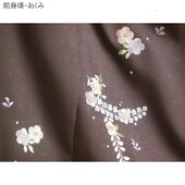 洗える着物 付下げ 刺繍 葡萄色地辻が花 光触媒消臭　前身頃からおくみ