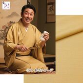 washable stumugi (pongee) kimono fablic for roll or tailoring sand beige (color No.16)