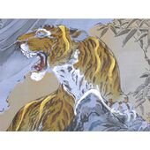 Washable haori's underfablic No.12 tiger and dragon desain blue gray color satin tone cloth