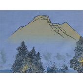 洗える男物 額裏 No.8 湖畔の家 ブルーグレー／サテン風生地