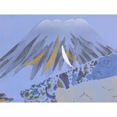 Japanese picture Washable men's haopri coat lining No.9 One Fuji, Two Hawks, Three Eagles,blue gray