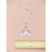 洗える着物 刺繍小紋 珊瑚色 真夜中の舞踏会（シンデレライメージ）