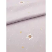 Washable Kimono – Pale Wisteria Embroidered Komon with Snowflakes | Photocatalytic Deodorizing Fabric