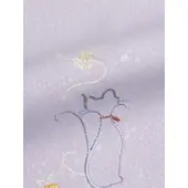 Washable Kimono with Cat Embroidery – Pale Wisteria Purple | Photocatalytic Deodorizing Shine Up Fabric