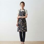 Kimono Pattern Apron with bingata like pattern Black