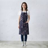和柄 エプロン 紅型調子 花丸柄 黒