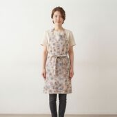和柄 エプロン 線調子菊柄 ベージュ