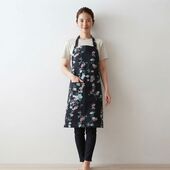 和柄 エプロン 枝垂れ桜柄 黒