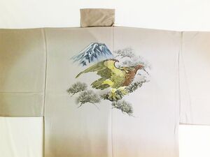 Kimono underwear hand printed hawk and pine fruits desin brown