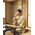 Washable Kimono Men's Kimono Mansuji（fine stripes） brown 42cm Width No.4