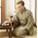 Washable Kimono Men's Kimono Manji（thin stripe） brown 44cm Width No.4