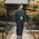 washable stumugi (pongee) kimono fablic for roll or tailoring navy blue (color No.2)