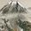 Japanese painting on silk fabric, Auspicious pattern,Mt.Fuji and Dragon, ground color brown