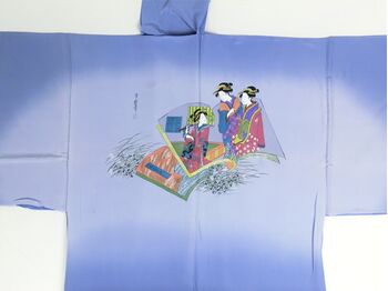 摺り友禅男襦袢 浮世絵 No.3 青