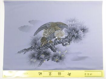 Washable Japanese picture for men's Haori lining No.4 Howk Gray