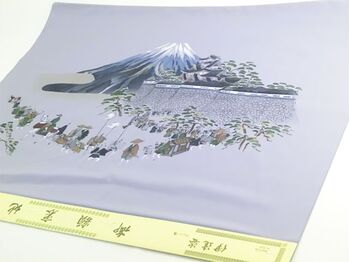 Washable Japanese picture lining fablic for Haori Daimyo gyoretu (procession of feudal lords) gray color