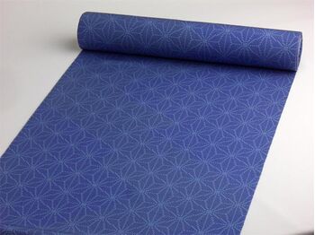 A tsumugi kimono woven in Tango, featuring asanoha(Hemp leaf) pattern in navy