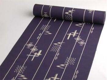 Silk Tango Tsumugi Kimono, plain purple with swallows
