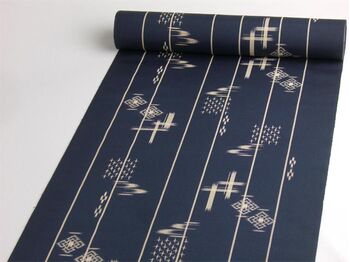 Silk Tango Tsumugi Kimono, plain navy-green with swallows