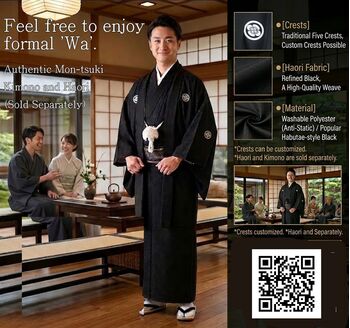 Washable crested kimono (with stone-weight pattern) men's habutae with tailoring included (kimono or haori)