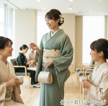 洗える着物 万筋(極細縞)/TL寸可能40cm巾 幅広 緑色No.6