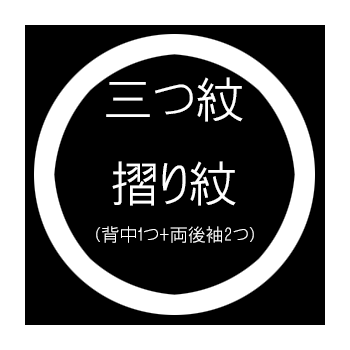 三つ紋摺り紋（背中1つ+両後袖） 入れ加工