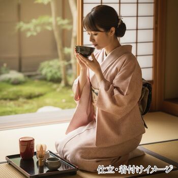 洗える着物 万筋(極細縞)/TL寸可能40cm巾 幅広 赤No.2