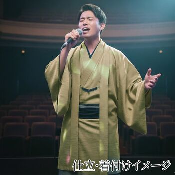 washable stumugi (pongee) kimono fablic for roll or tailoring green (color No.7)