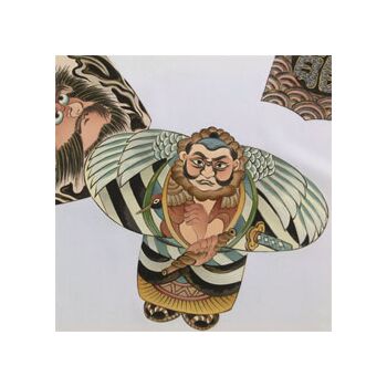 Japanese painting, Kites design, white ground with blue blurring
