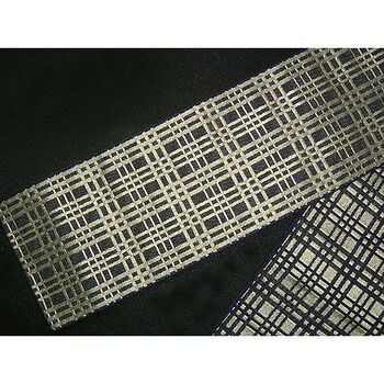 洗える角帯 格子柄 紺/金