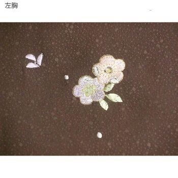 洗える着物 付下げ 刺繍 葡萄色地辻が花 光触媒消臭　左胸