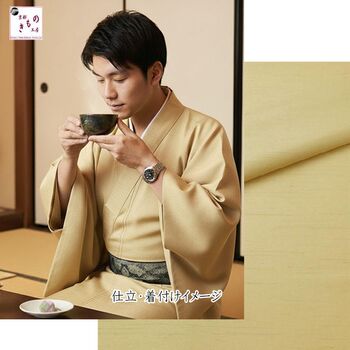 washable tsumugi (pongee) kimono fablic for roll or tailoring light begee (color No.19)