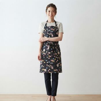 Kimono Pattern Apron with bingata like pattern Black