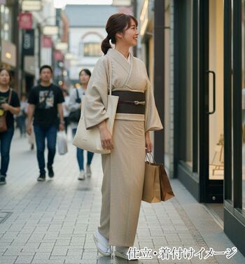 Washable Kimono Mansuji （thin stripe） Brown No.4